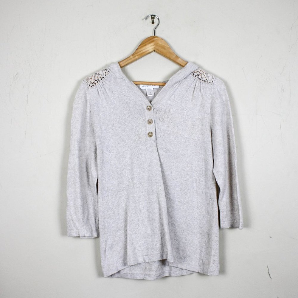 Christopher & Banks Linen Blend Hoodie Top…